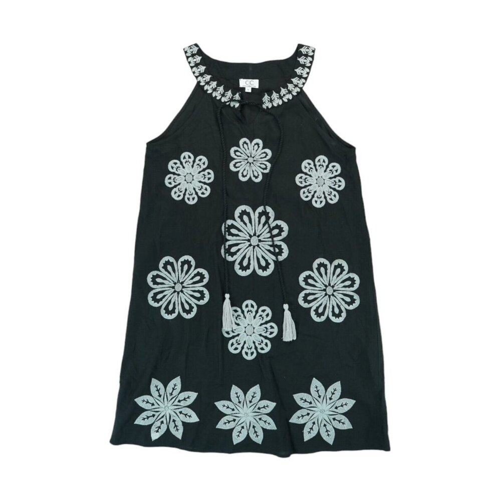 Chic Connection Women's Midi Black Dress with Gray Embrodery‎ Size Small